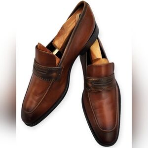 Bruno Magli Brown Leather Penny Loafers